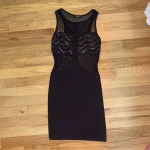 SOLEMIO black dress with sequin and mesh top/back